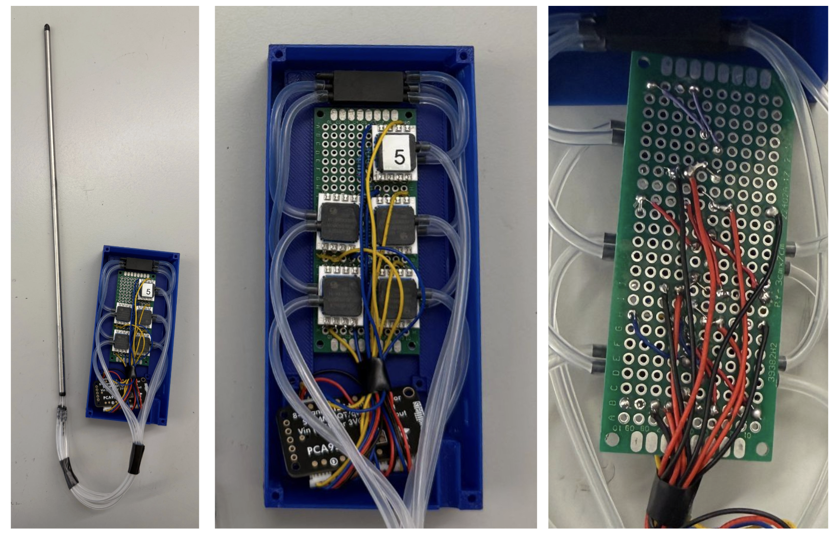 Five-hole Pitot probe and pressure-sensor electronics